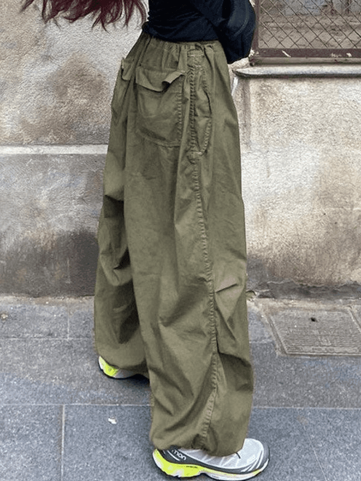 Ddbos - Size Friendly Low Waist Parachute Cargo Pants