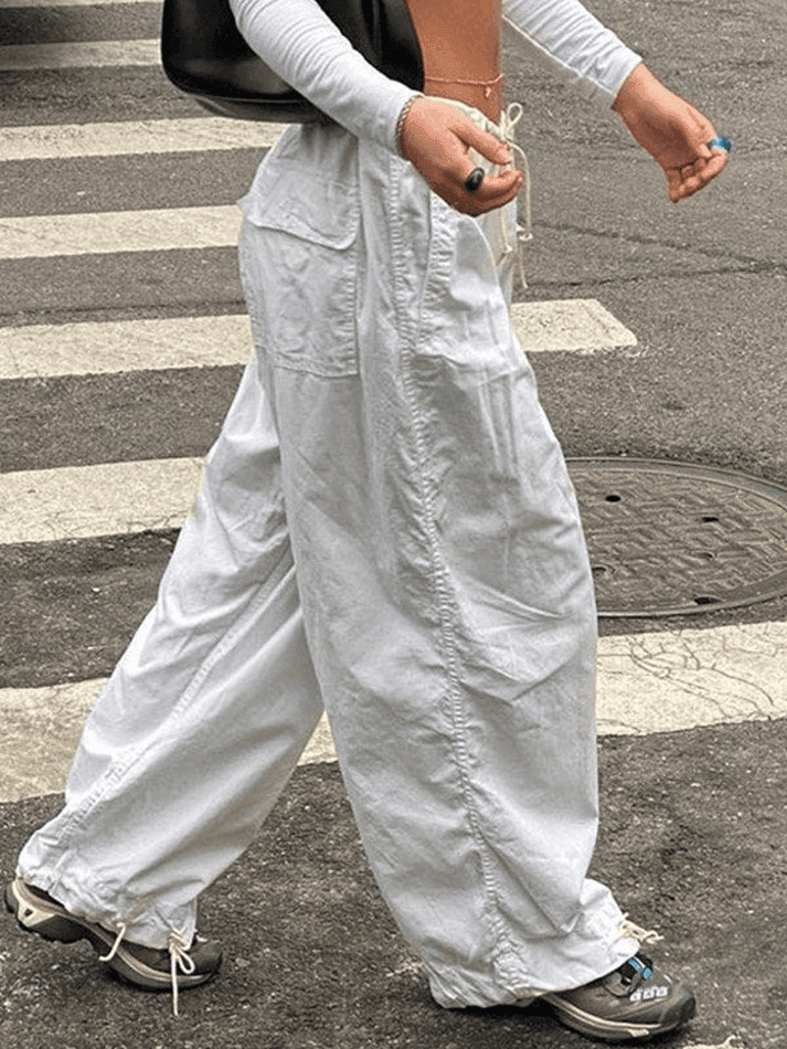 Ddbos - Size Friendly Low Waist Parachute Cargo Pants