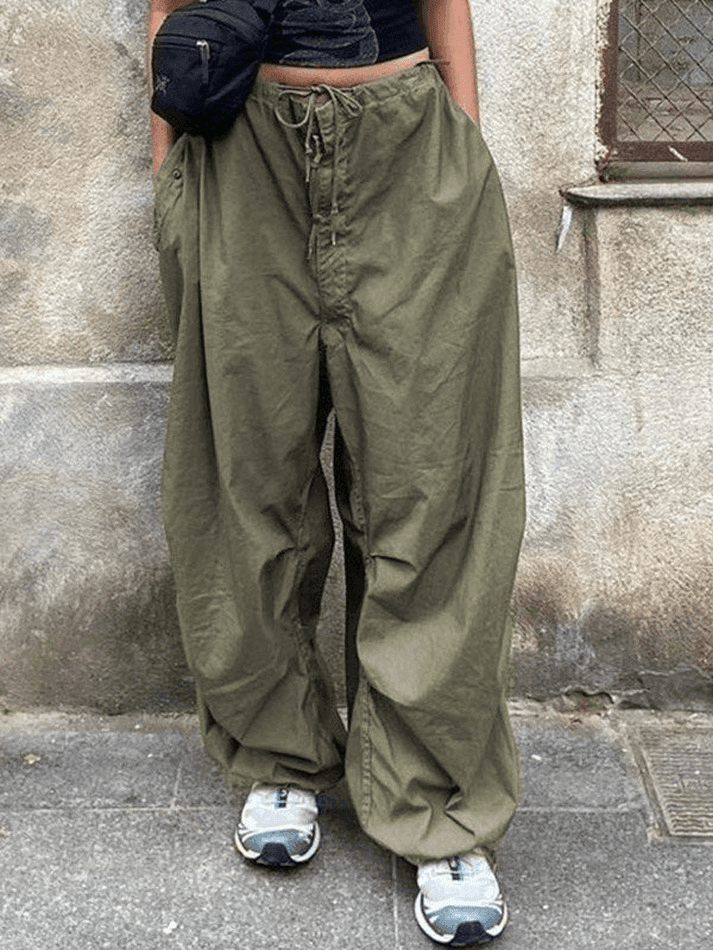 Ddbos - Size Friendly Low Waist Parachute Cargo Pants