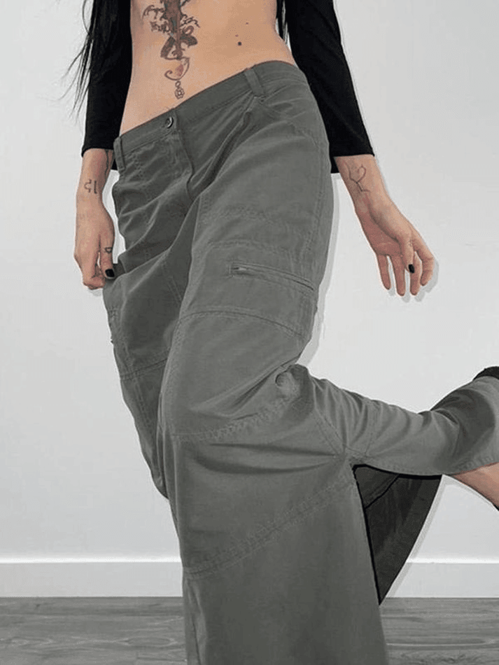 Ddbos - Split Y2K Low Waist Cargo Skirt