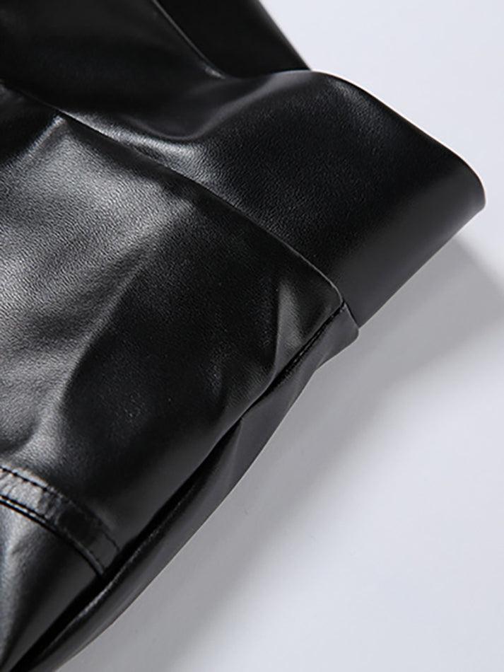 Ddbos - Stacked Pu Leather Pants