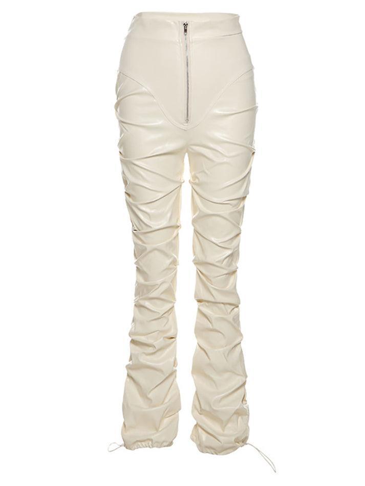 Ddbos - Stacked Pu Leather Pants