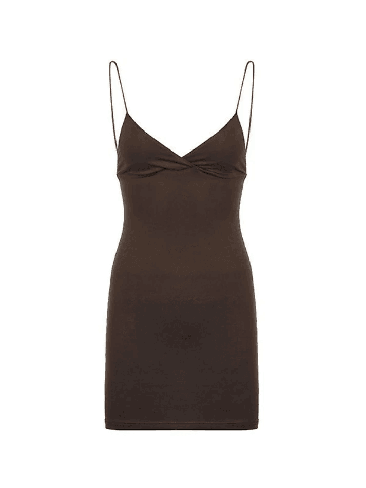 Ddbos - Vintage Brown Slip Mini Dress