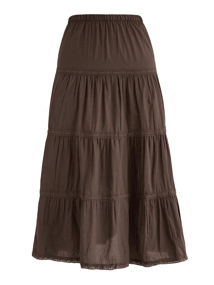 Ddbos - Vintage Tiered Midi Skirt