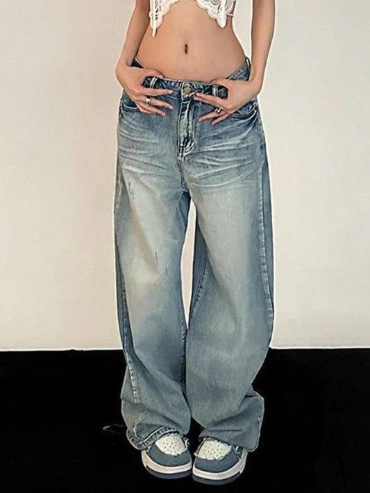 Ddbos - Vintage Washed Mopping Loose Boyfriend Jeans