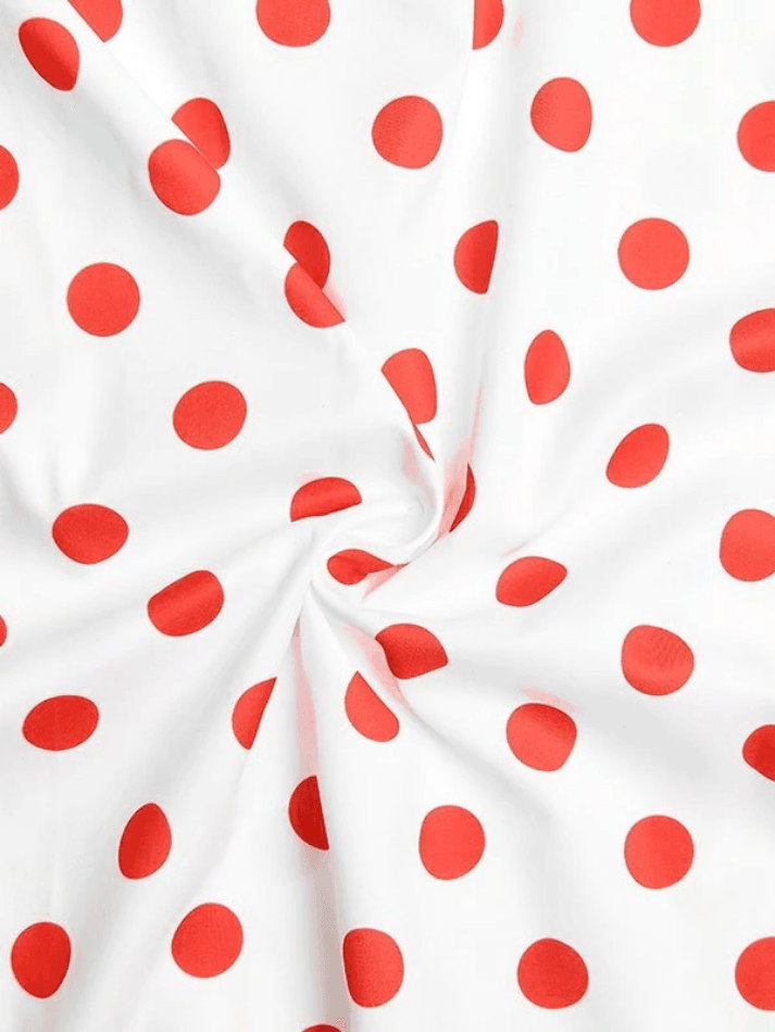 Ddbos - Waist Ruffled Polka Dot Dress