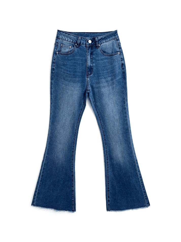 Ddbos - Washed Push Up Flare Leg Jeans