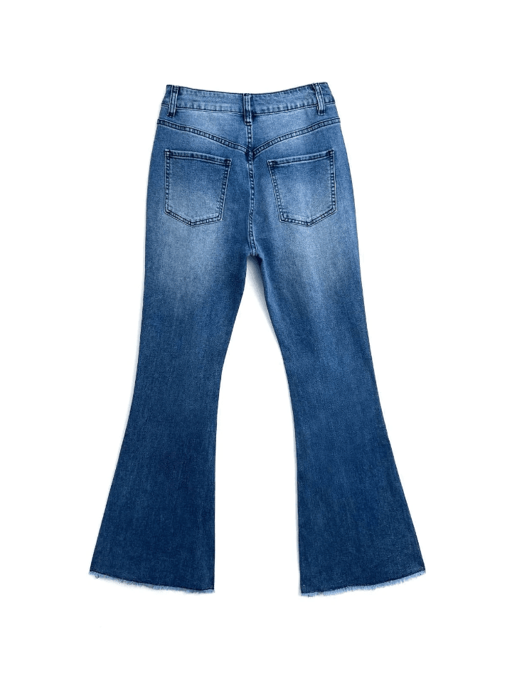 Ddbos - Washed Push Up Flare Leg Jeans