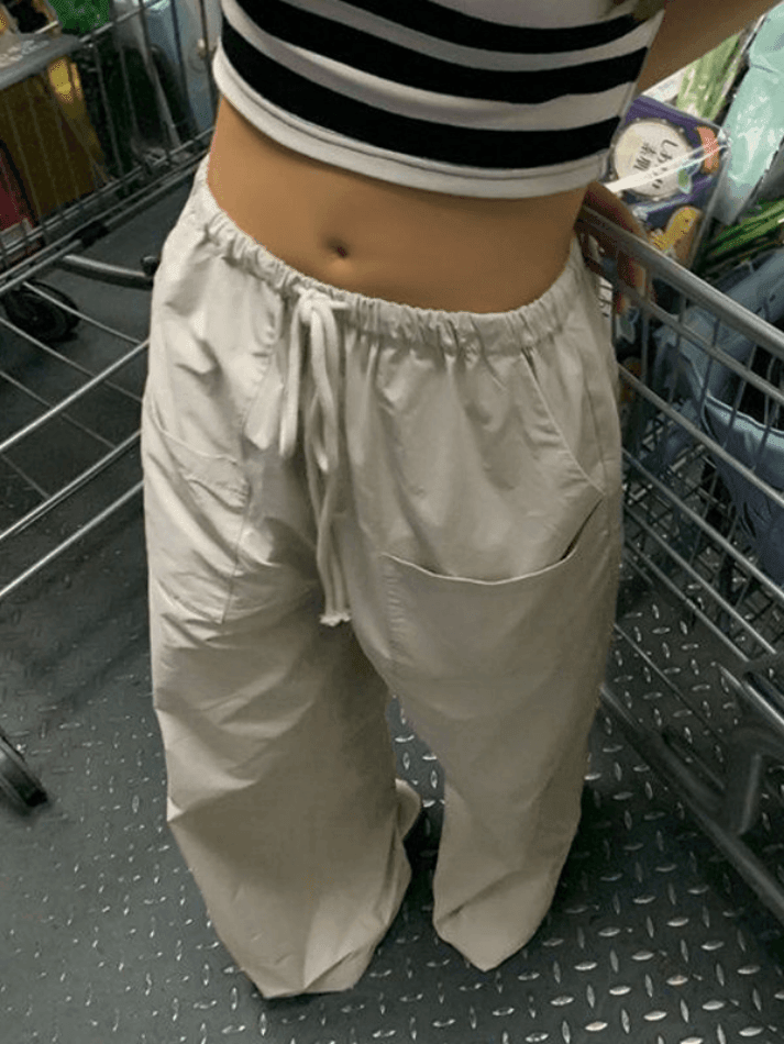 Ddbos - Y2K Baggy Parachute Cargo Pants