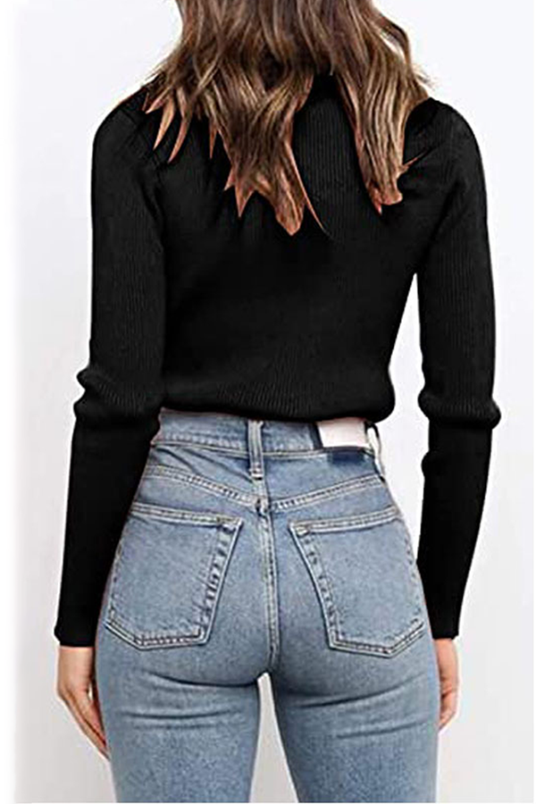 Ddbos - Casual Solid Patchwork Turtleneck Tops