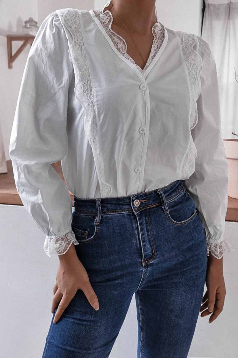 Ddbos - Florcoo Long Sleeve Flared Sleeve Solid Color Shirt Tops