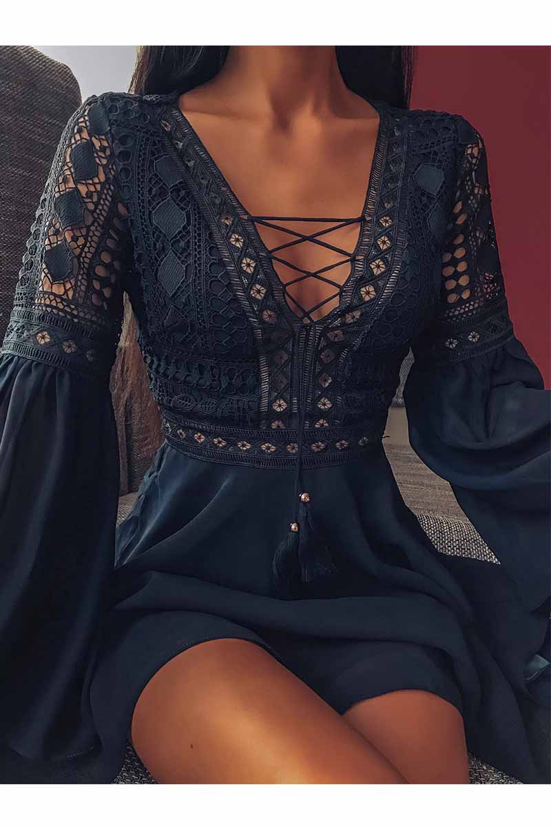 Ddbos - Florcoo Lace Mini Dress (2 Colors )